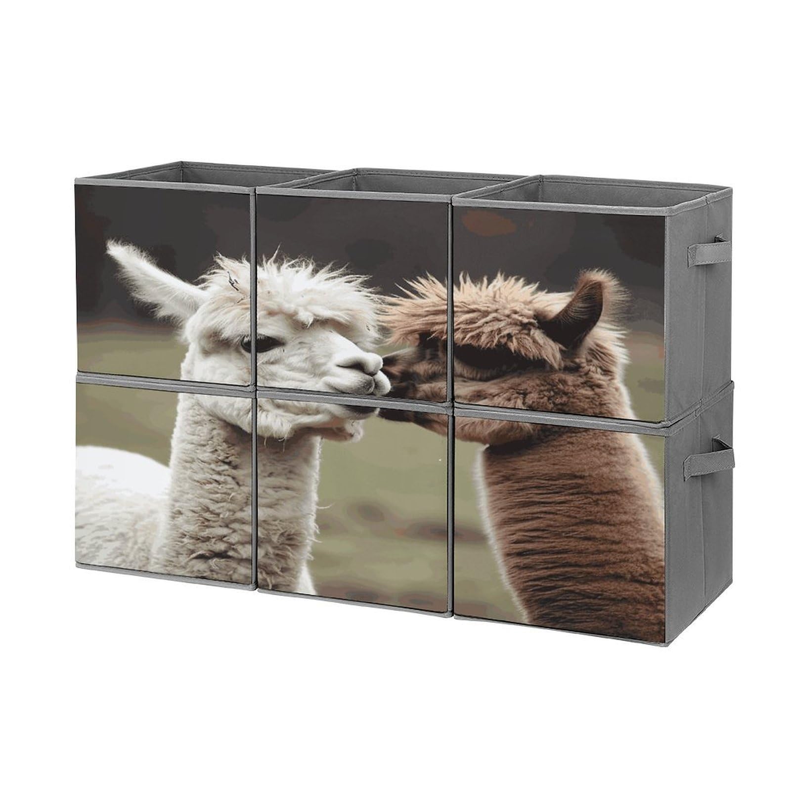 Fekiloot Style Funny Alpaca Storage Bin For Foldable And Handles,Closet Organizer Of 6-Pack Stackable,Storage Box For Living,Room, Office,Bedroom,Closet
