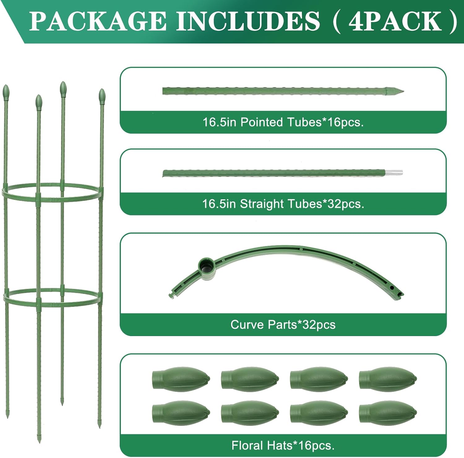 Tomato Cages for Garden,4 Pack 50in Tall Tomato Plant Support Stakes Adjustable Heavy Duty Steel Plant Tower Stakes, Updated Cucumber Trellis Garden Cages for Climbing Plants Vegetable Flowers
