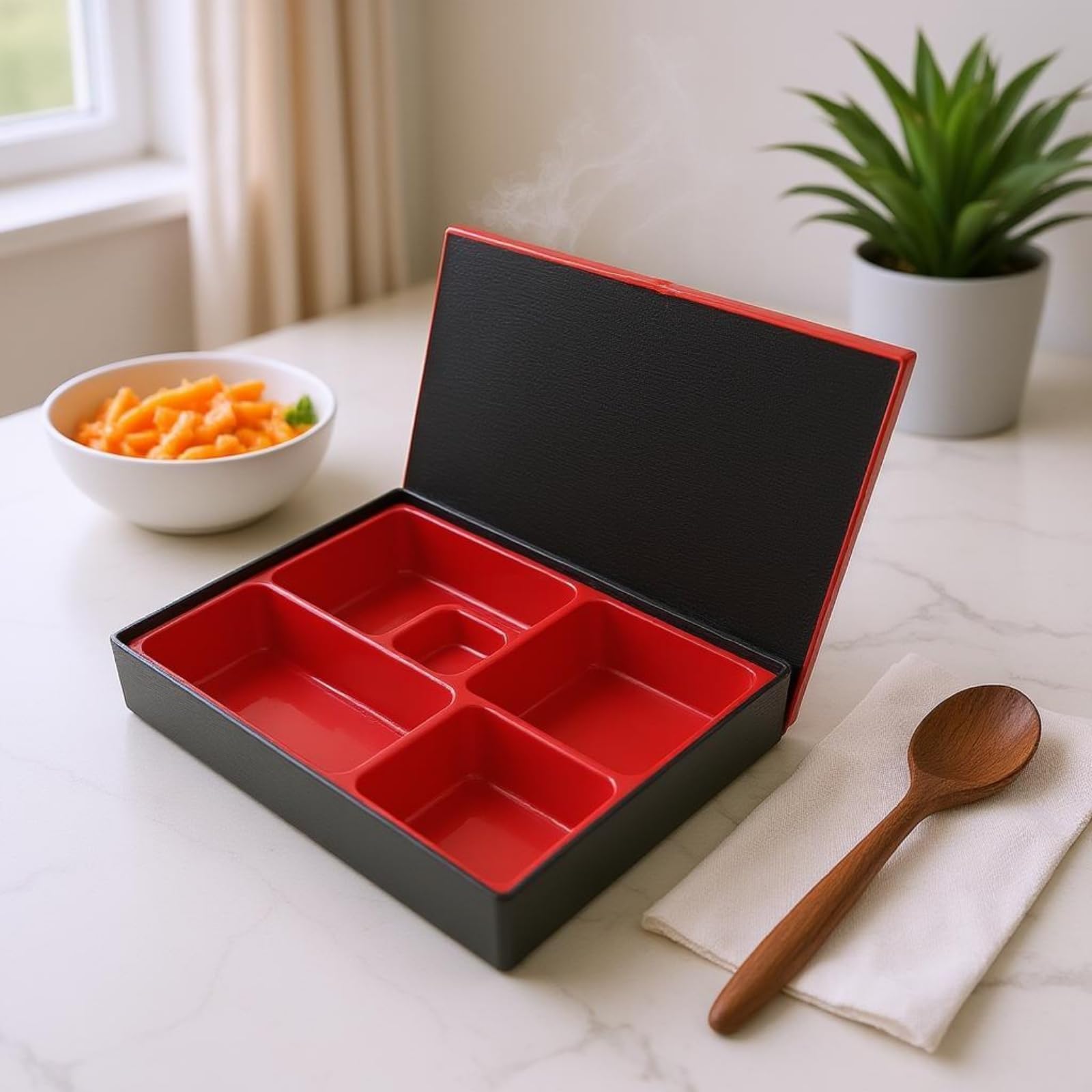 Bento Box Japanisch Lunchbox Behälter Brotdose Speisebehälter Hitzefest mit Außenhülle Und Innenfach aus für Saubere Portionierung für Schule Arbeit Freizeit 30x24.5x6cm