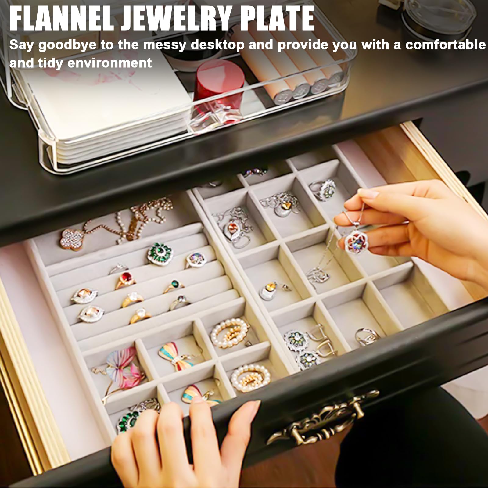 Plateau à bijoux empilable : 10 pièces organisateur de bijoux, tiroir de rangement pour bijoux, plateau à bijoux pour ranger et présenter, organisateur de bijoux pour colliers, bracelets, boucles