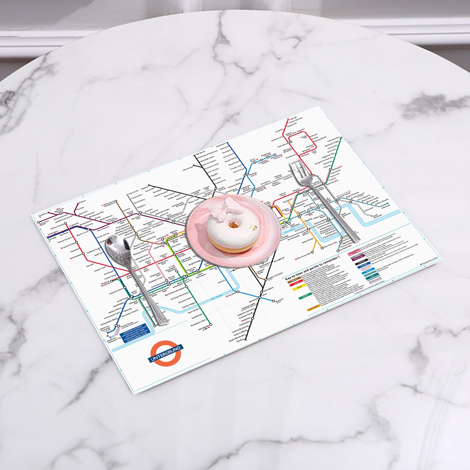 EYLOZS Placemats Set of 4,Easy to Clean Non-Slip Heat Resistant Dining Table Mats,Washable Woven Vinyl PVC Place mats,Metro subway underground transport system vector map. Railway transport,12x18 in