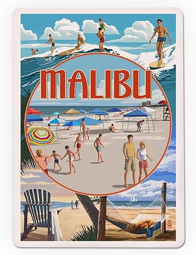 Miniatura 3 de Lantern Press Malibu, California, Beach Montage (52 cartas de juego, baraja de cartas de tamaño póker con comodinos)