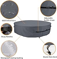 Vista 3 de Funda para mesa redonda para exteriores, 600D, resistente, 100% impermeable, para mesa redonda de patio, fundas redondas para muebles de mesa