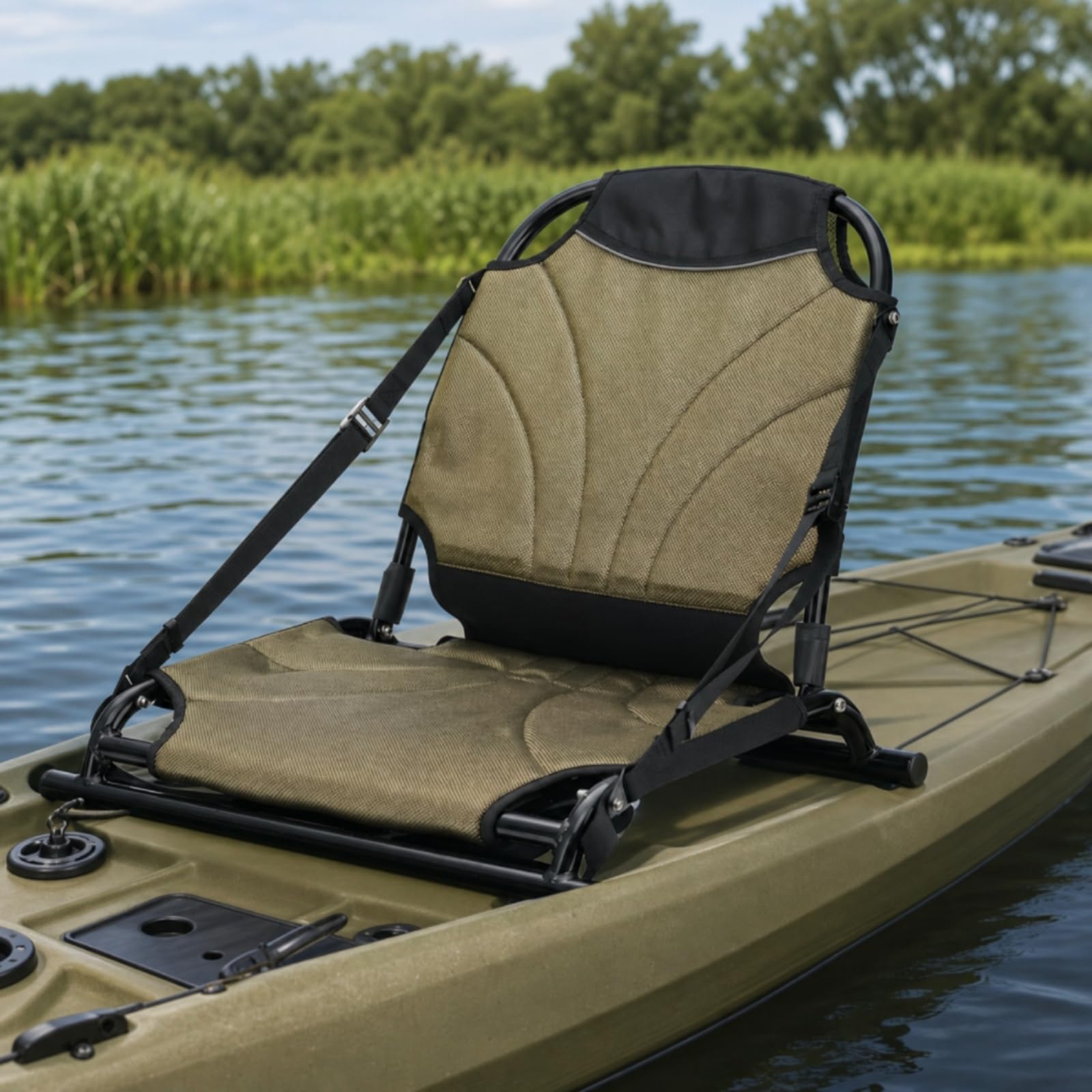 Asiento de Kayak Plegable Asiento Barco Canoe Silla Náutica Respaldo Acolchado con Malla Transpirable y Tubo de Aluminio Ajustable Plegado Fácil Adecuado para Ríos