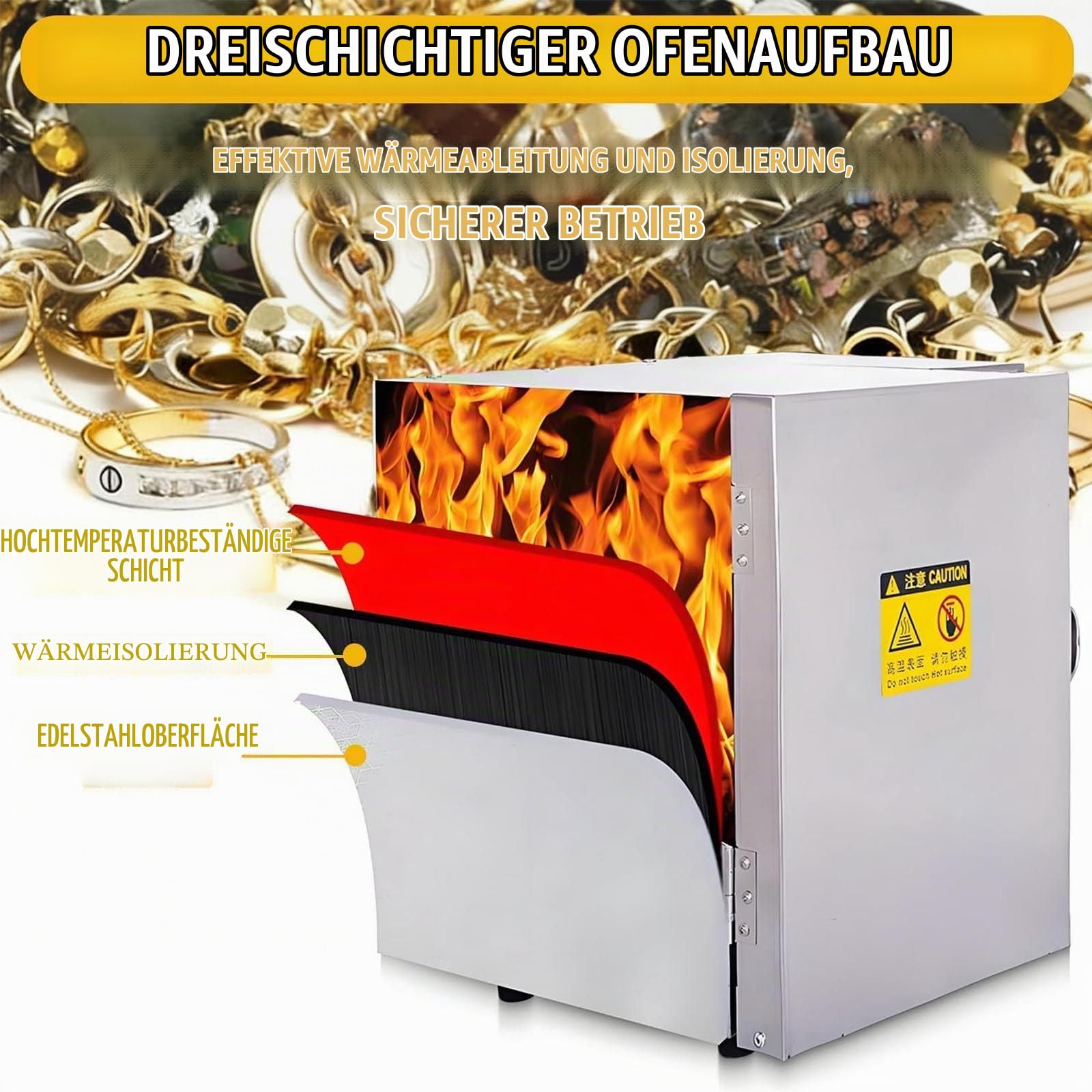 Schmelzofen Schmuckgussofen 2026 Neu,Goldschmelzofen Tisch-Ausbrennofen 1500w, Segmentierte Temperaturregelung, Ausbrennofen - Inklusive Handschuhe Und Zange