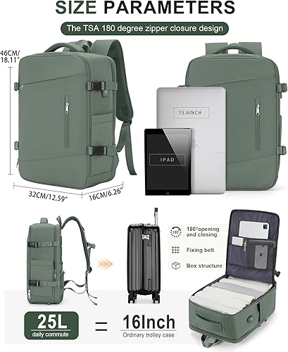 Miniatura 4 de WONHOX Mochila de viaje para mujeres y hombres, mochila para laptop con compartimento para zapatos, mochila impermeable para senderismo