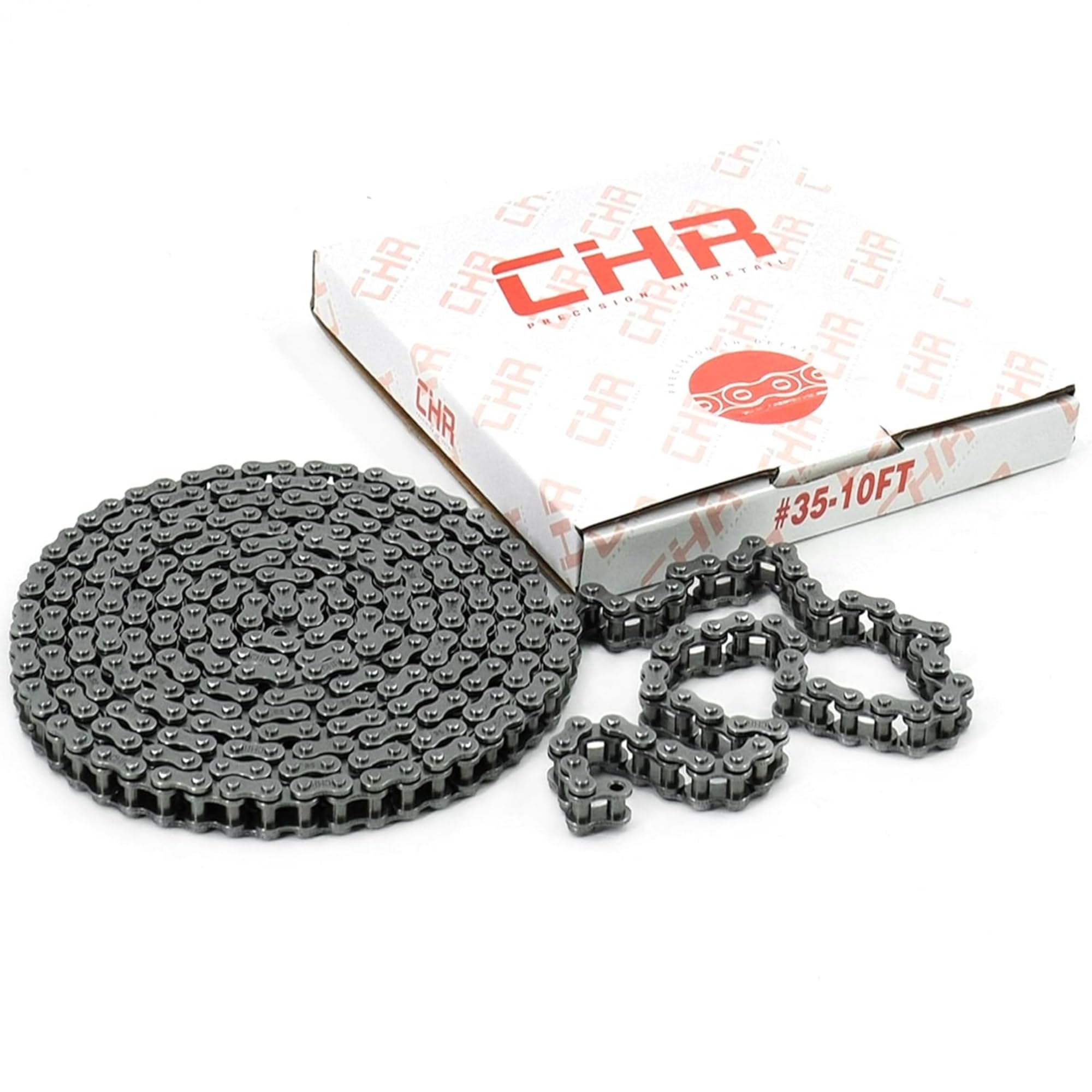 CHR #35 Roller Chain - 10FT | 319 Links + 2 Free Connecting Links | 3/8" Pitch Carbon Steel Chain | Industrial Chain for Bikes, Go-Karts, Bicycles & Machinery | ISO 9001-2000 Certified — Amazon image 5