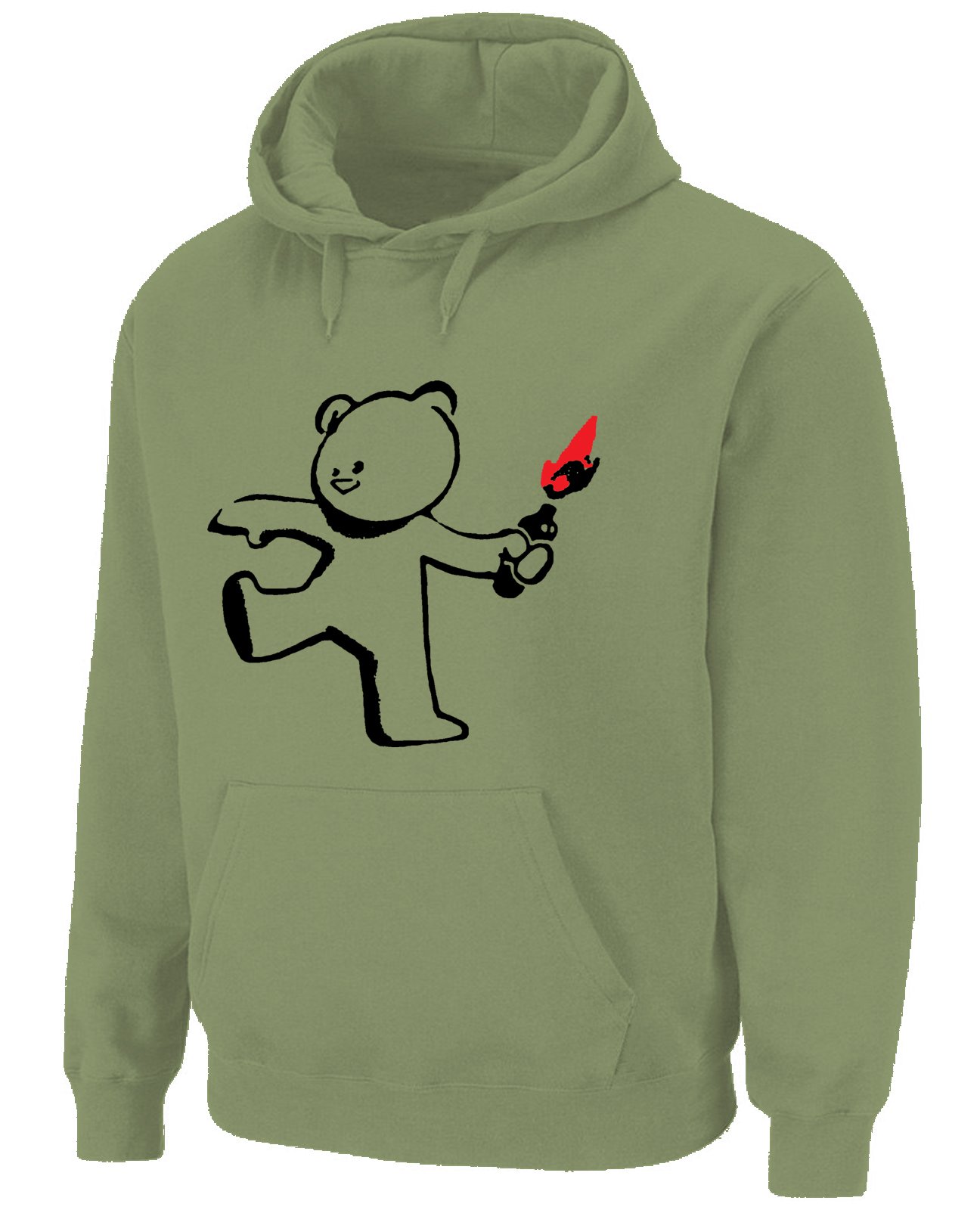 Tribal T-Shirts Mens Banksy Teddy Bomber Hoody (XL, Khaki)