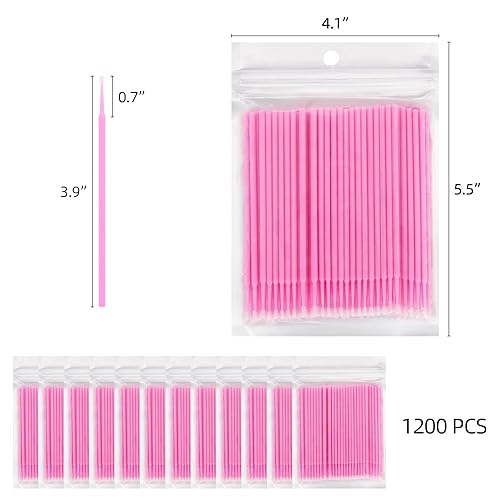 Miniatura 9 de Tbestmax 1200 piezas de cepillo micro aplicador, micro hisopos, varitas desechables para pestañas para extensión de pestañas (morado)