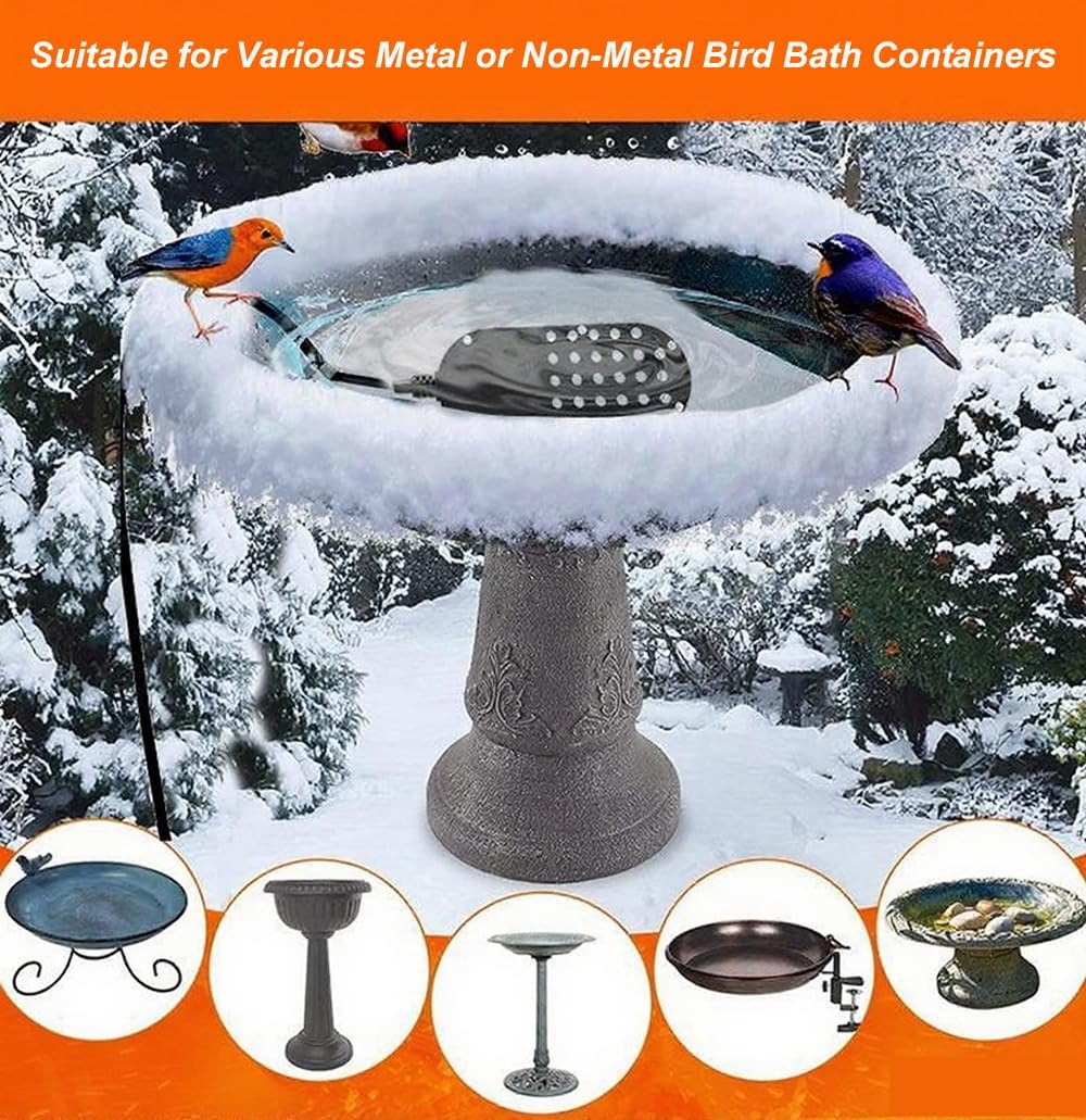 250W Winter Bird Bath De-Icer Heater Outdoor Anti-Freeze for Birdbaths, Poultry Troughs