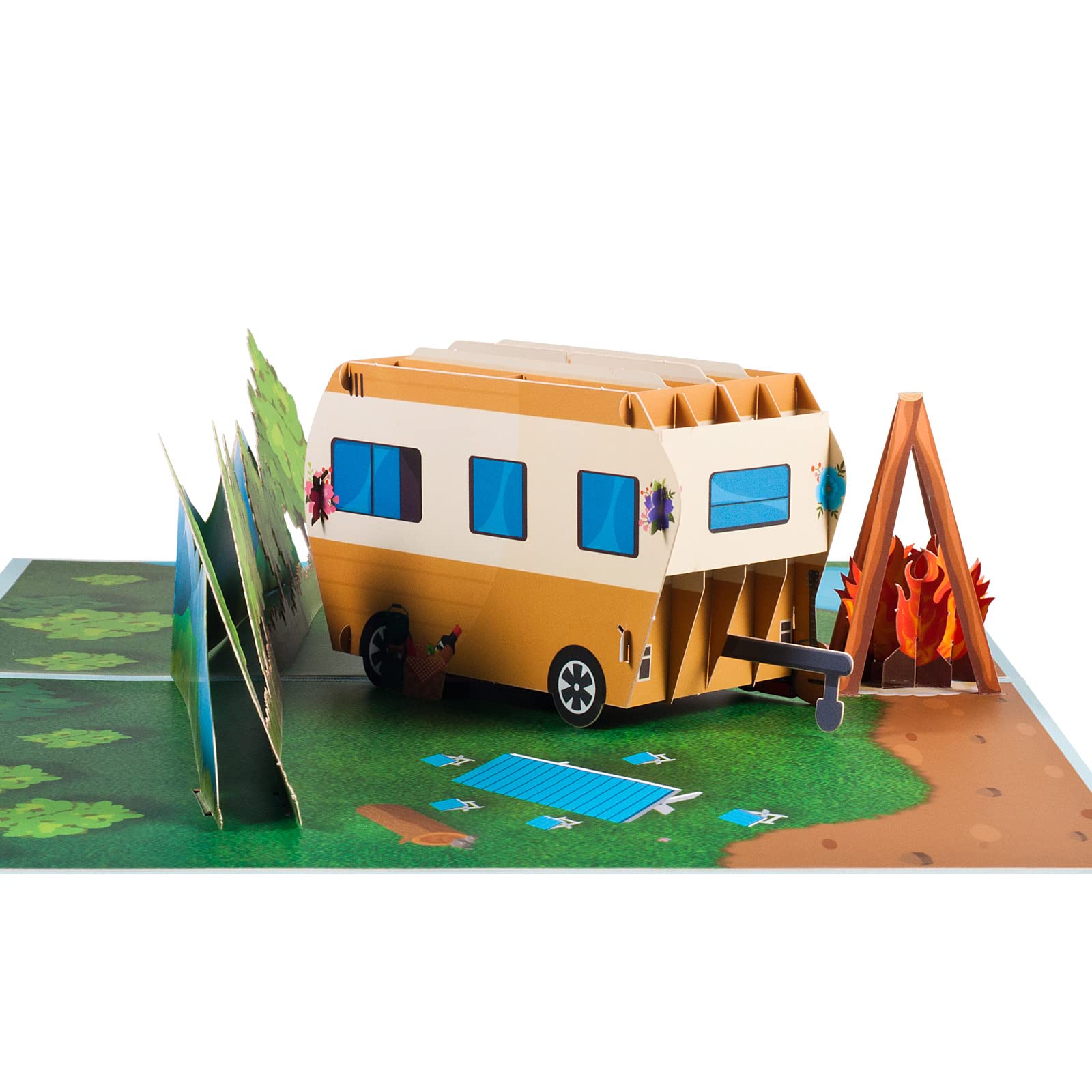 ANEWISH 3D cards, pop-up caravan greeting cards for holidays camping, picnics and excursions,15 x 20 cm, 01Caravaning - Image 3