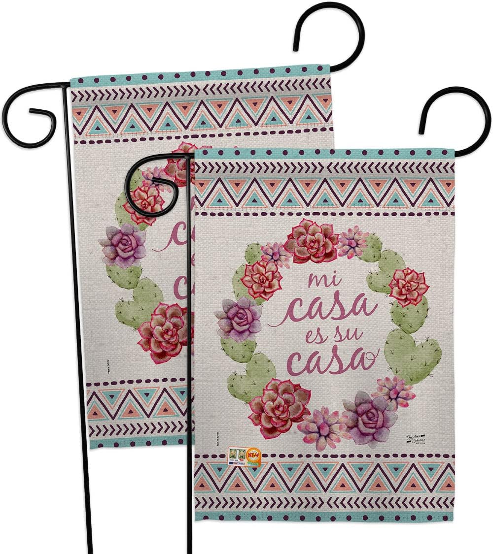 Mi Casa es su Garden Flags 2pcs Pack Country Living Southwest Desert Cactus Succulent Particular Area Small Decorative Gift Yard House Banner Made In USA 13 X 18.5