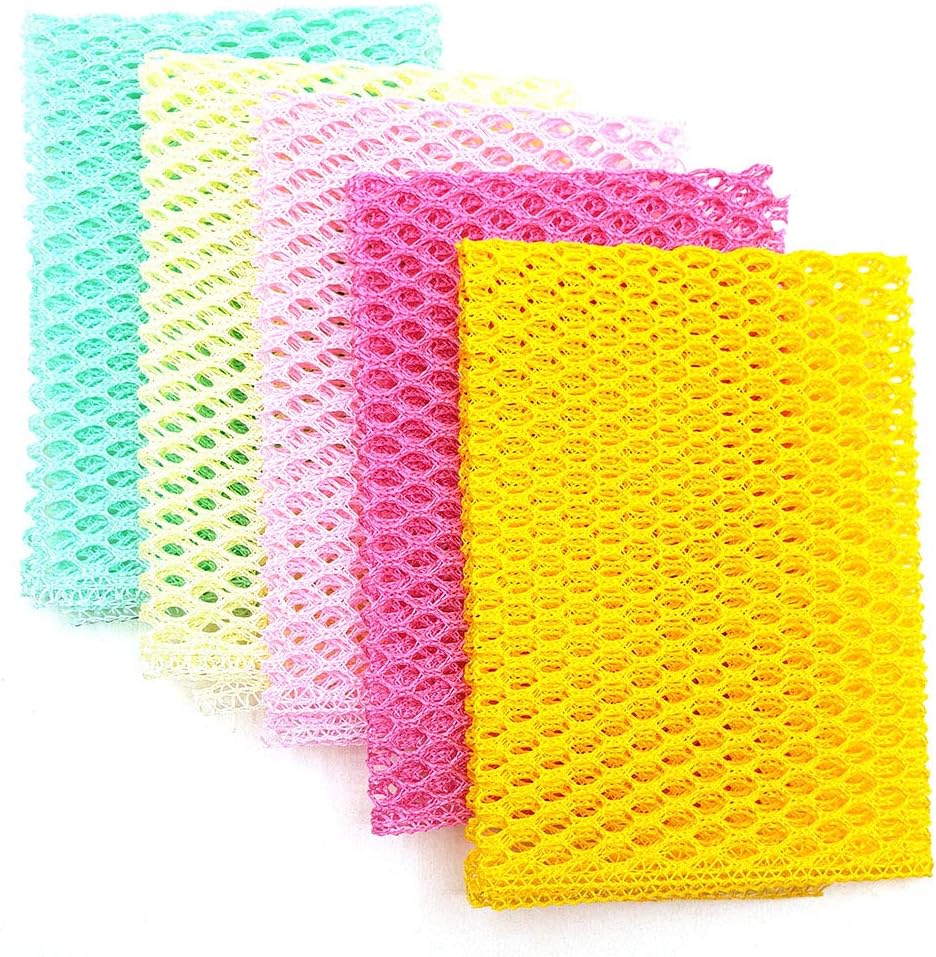 Olivia tree5PCS Innovative Dish Washing Net Cloths,Scourer,Quick Dry, Mesh net for Washing Dish, Dish wash net, Dish Sponge, Dish Scrubber 28cm by 28cm