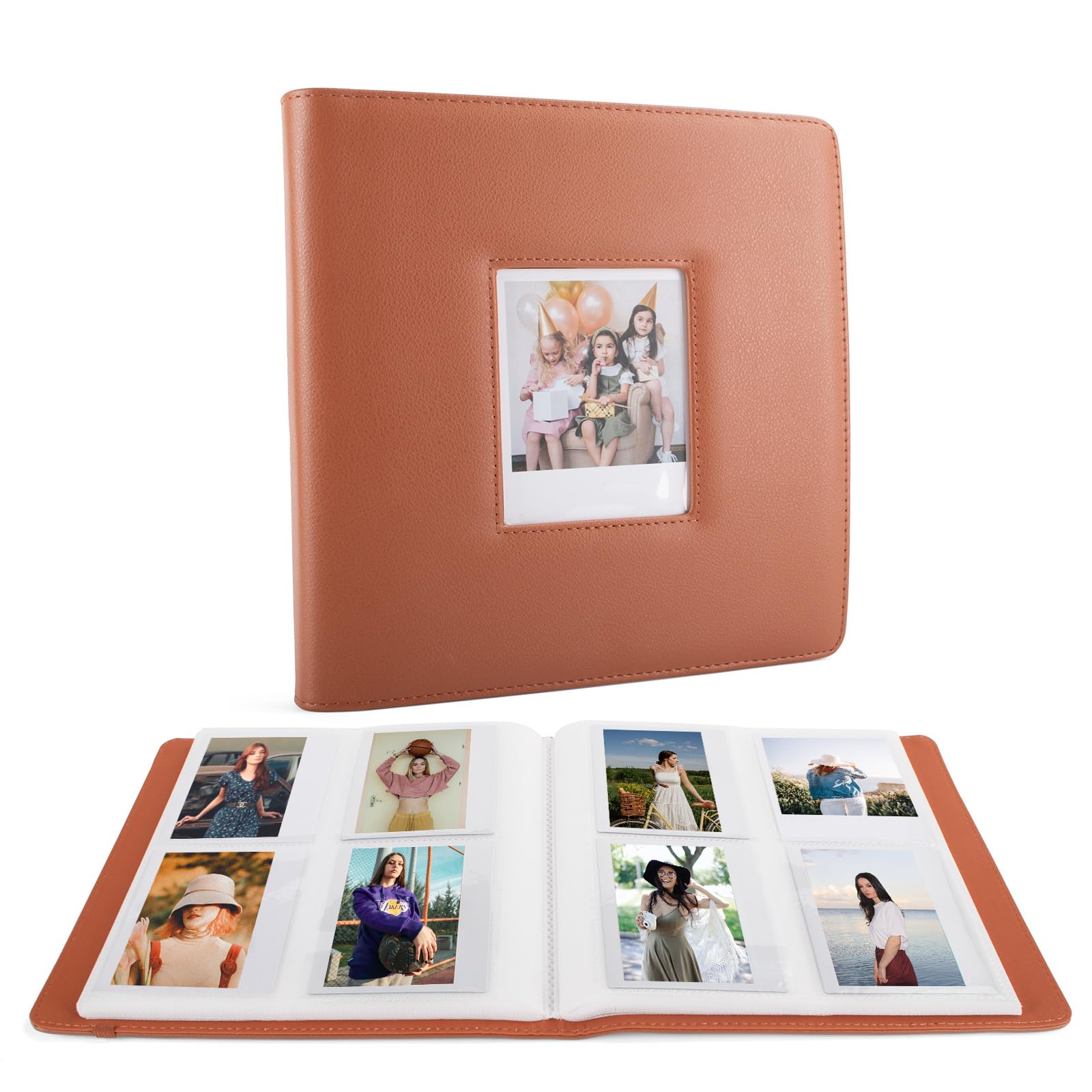 MUZIRI KINOKOO 288 Pockets Photo Album for Instax WIDE 400/WIDE EVO/Link WIDE Instant Camera,PU Leather Album for Polaroid/WIDE 300/WIDE 210,4.25 * 3.4 Inch Film Collection Souvenir Photo Album-Brown