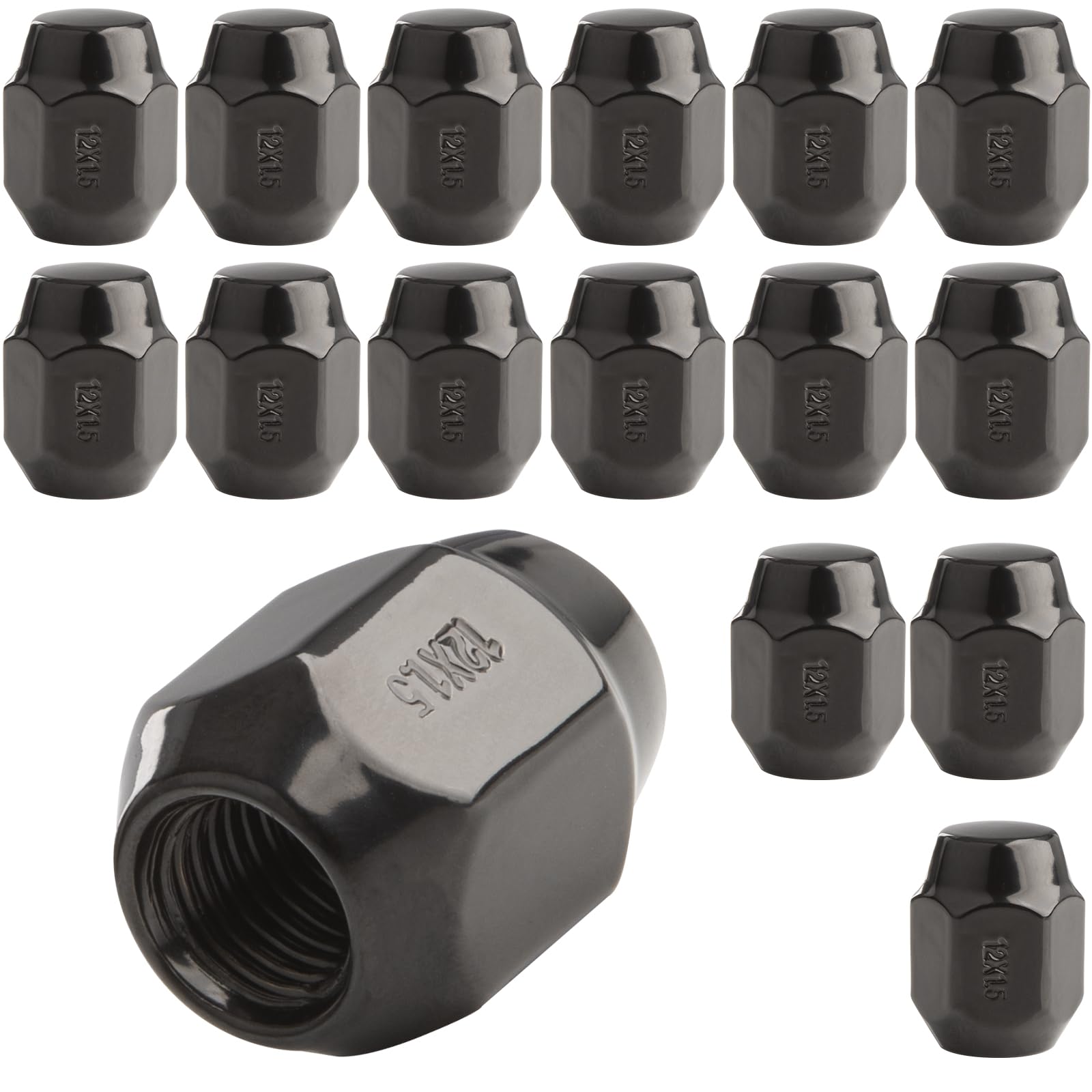GAsupply 20 tuercas M12 x 1.5 de extremo cerrado con asiento cónico de 60 grados 19 hexagonales, repuesto para Lexus Ford Fiesta Focus Fusion Dodge, Chevy Toyota Kia Dodge, Suzuki, Lada tuercas de