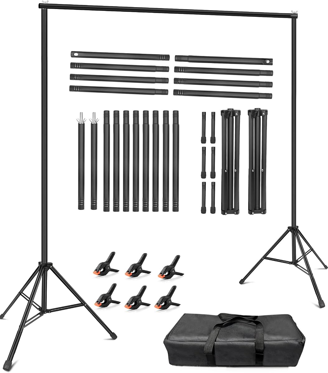 Hemmotop Backdrop Stand 10x8ft, Versatile Sizes Adjustable Banner Holder | Metal, Fits Projector Screen, Background, Balloon, Ideal for Photoshoot, Wedding, Birthday, Baby Shower Party, Photo Booth