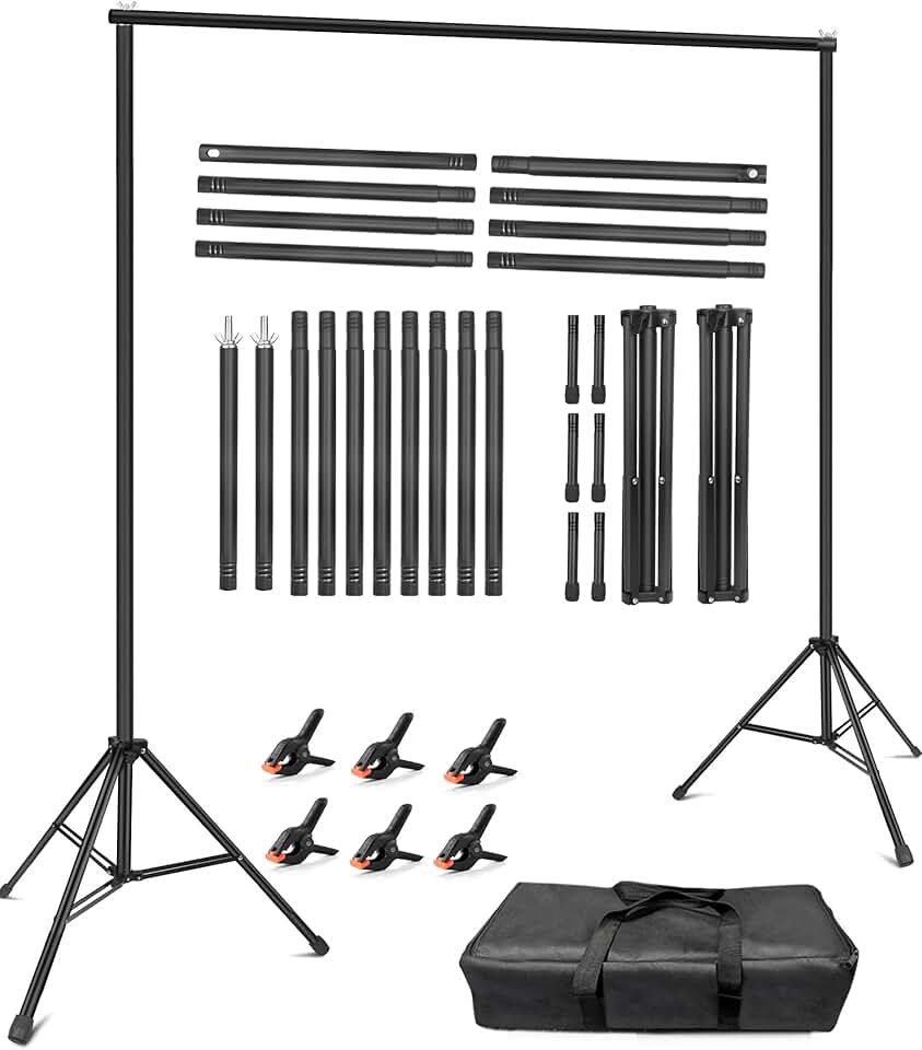 Hemmotop Backdrop Stand 10x8ft, Versatile Sizes Adjustable Banner Holder | Metal, Fits Projector Screen, Background, Balloon, Ideal for Photoshoot, Wedding, Birthday, Baby Shower Party, Photo Booth