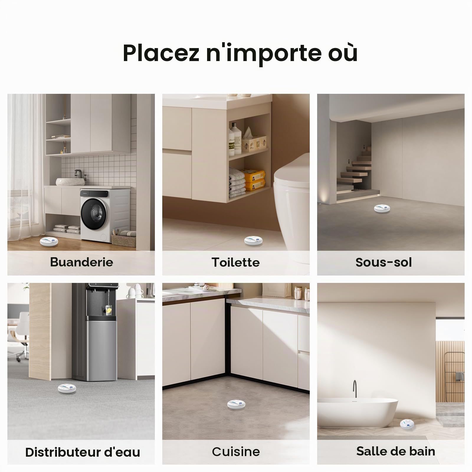 PGST - Détecteur de Fuite d'eau et d'Inondation Connecté WiFi 2.4 GHz, Bluetooth, Compatible Tuya Smart et Smartlife, IP67,Capteur de Fuite d'eau pour Cuisine, Salle de Bain, sous-Sol