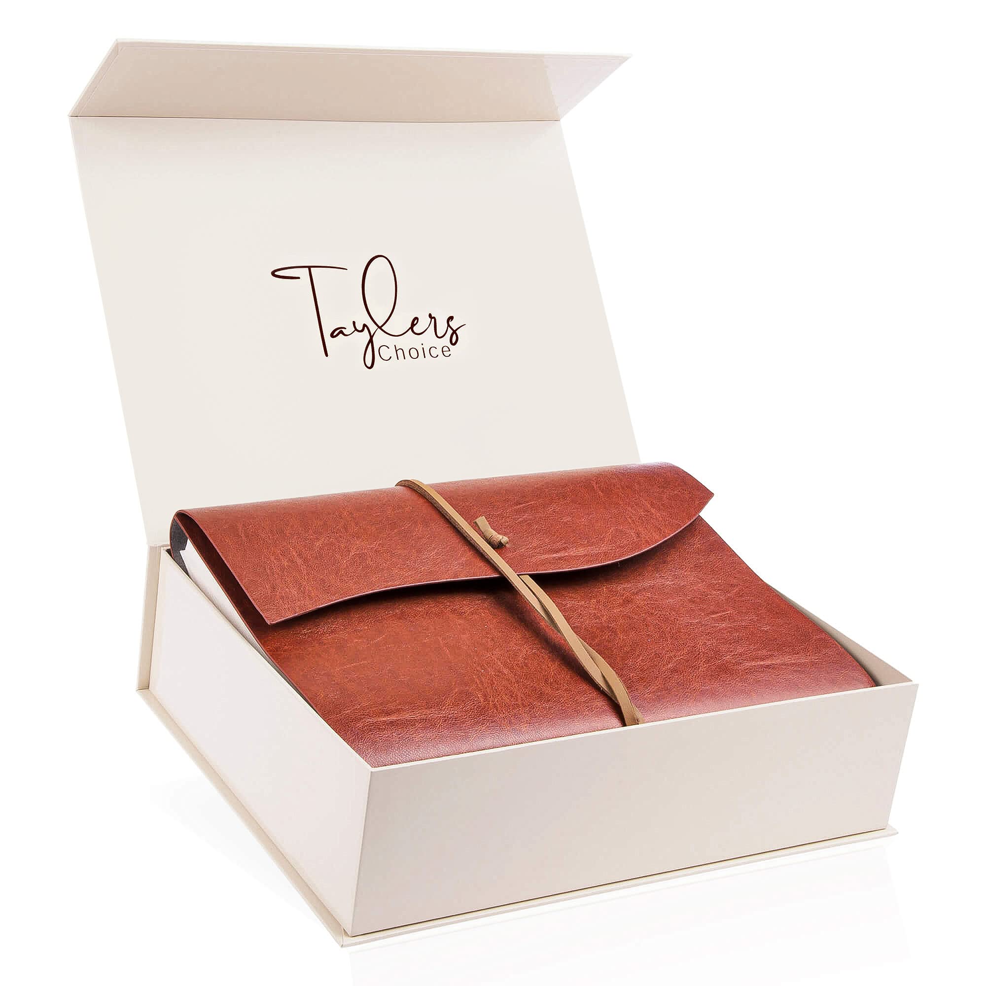 Taylers Choice Recycled Leather Photo Album - Large A4 Scrapbook | Instax Photo Albums 6x4 | Baby Photos Memory Book | Wedding Photo Albums | Picture Book & Polaroid Photo Album | Magnetic Gift Box