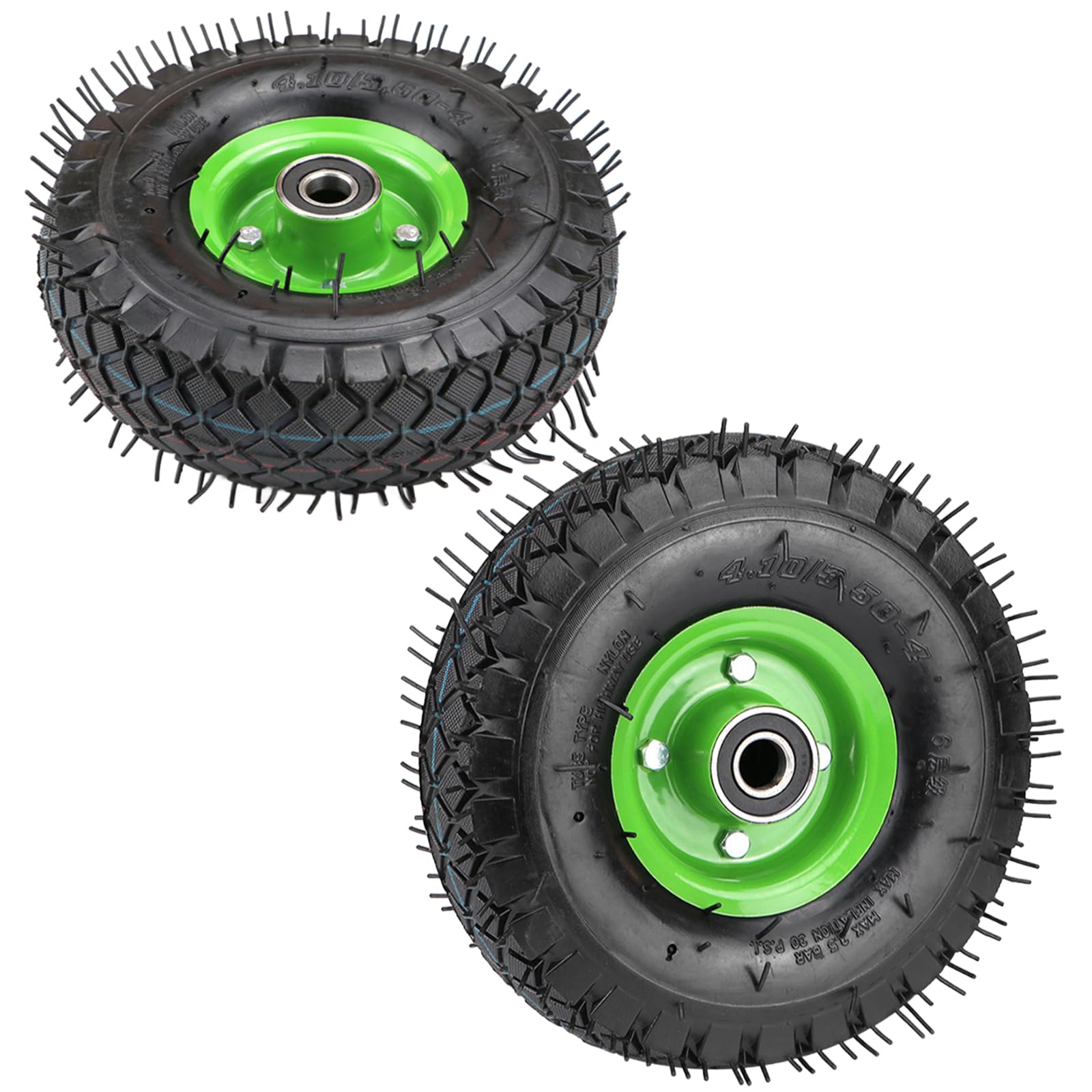 Ersatz-10-Zoll-Reifen und -Rad 4.10/3.50-4, Luftreifen mit 20-mm-Lager und 2,76-Zoll-Nabe, für Sackkarre, Schubkarre, Gartenwagen, Sackkarre, Anhänger 10''/3.50-4
