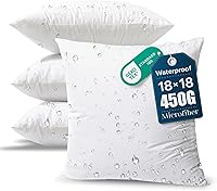 Phantoscope 18x18 Outdoor Water Resistant Pillow Inserts - Pack of 4 Hypoallergenic Square Throw Cushion Stuffers for Couch & Patio Decor