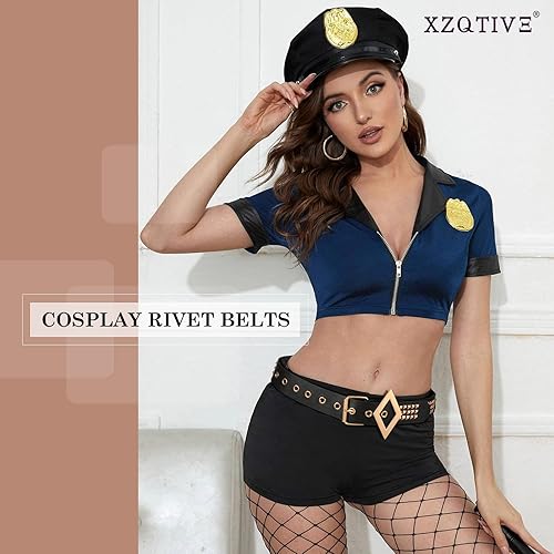 Miniatura 5 de XZQTIVE Cinturón con tachuelas de metal punk rock remache cinturones para mujereshombres, cinturón de cuero punk gótico, accesorios para pantalones