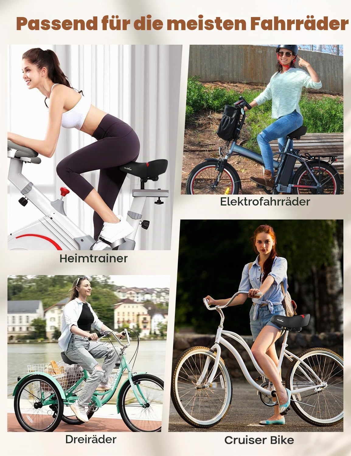 Übergroßer Fahrradsitz für Peloton Bike & Bike+, Komfort-Fahrradsitz-Ersatz für Männer & Frauen, extra breiter Fahrradsattel kompatibel mit Peloton, Echelon, Übung, Elektro, Cruiser Bikes