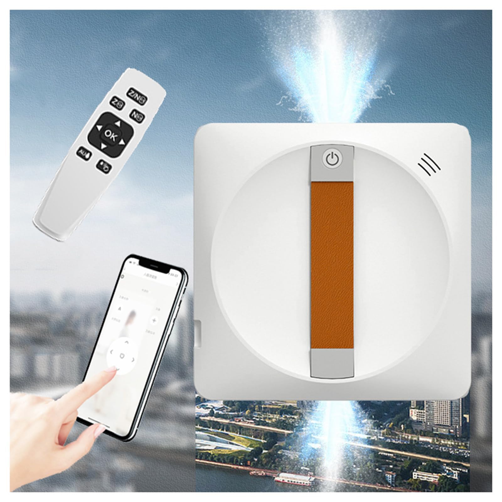 YHUEGH Window Cleaner Robot, Automatic Electric Window Cleaning Robot with Dual Water Spray, 3000Pa Strong Suction, APP/Remote Control, for Windows, Tiles, Bathrooms