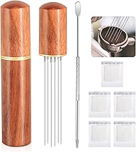 Espresso Coffee Stirrer, Espresso Coffee Stirrer for Espresso Distribution 0.4 mm, Coffee Needle Distributor with 5 Filter Bags and Stainless Steel Coffee Pulling Pin