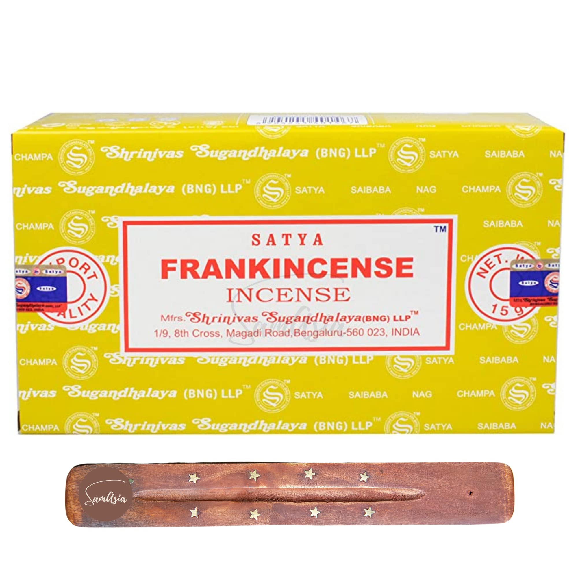 Samasia Satya Nag Champa Frankincense Incense Sticks | X12 Pack | With Incense Sticks Holder | Used For Fromatherapy, Spa, Yoga, Weddings, Meditation, Healing, Positivity And Relaxation