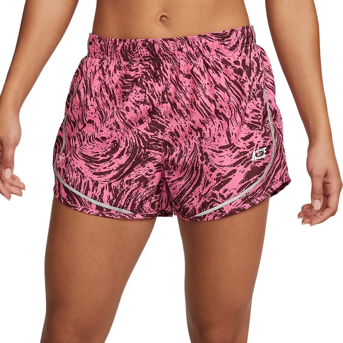 Nike Women's Tempo Luxe Run Division 2-in-1 Running Shorts (US, Alpha, Small, Regular, Regular, Pinksicle/Burgundy Crush/White)