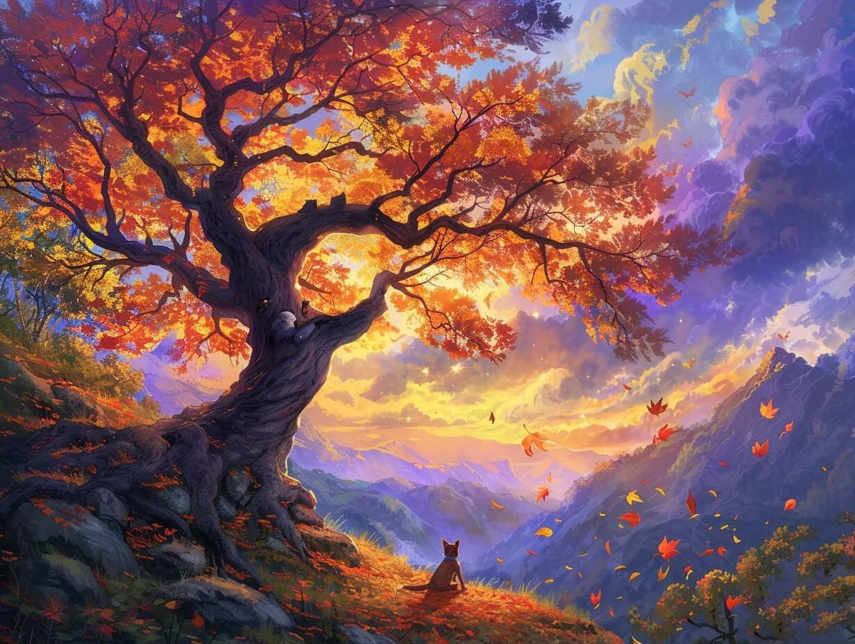 Dipingere con i Numeri 60x80cm Senza Cornice, Albero, k-408 | Paint by Numbers Autunno Quadri da Dipingere Numerati Kit Pittura, Decorazioni Casa e Regalo Creativo