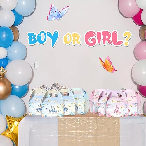 Miniatura 7 de Nezyo Cajas de regalo de princesa y príncipe, cajas de cartón rosa y azul para cumpleaños de niños y niñas (12 unidades, príncipe y princesa)