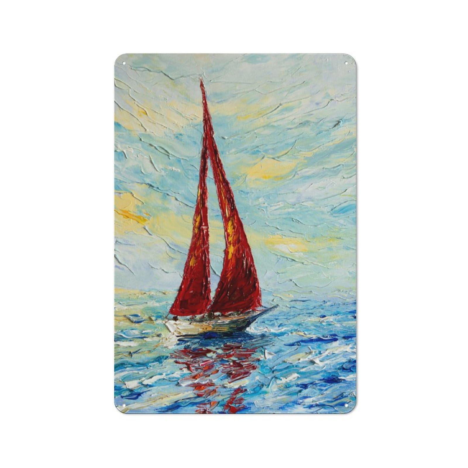 Vintage Scarlet Sails of Dawn Tin Sign 30x20cm, Shed Wall Plaque for Garage, Workshop, Shed Or Utility Room
