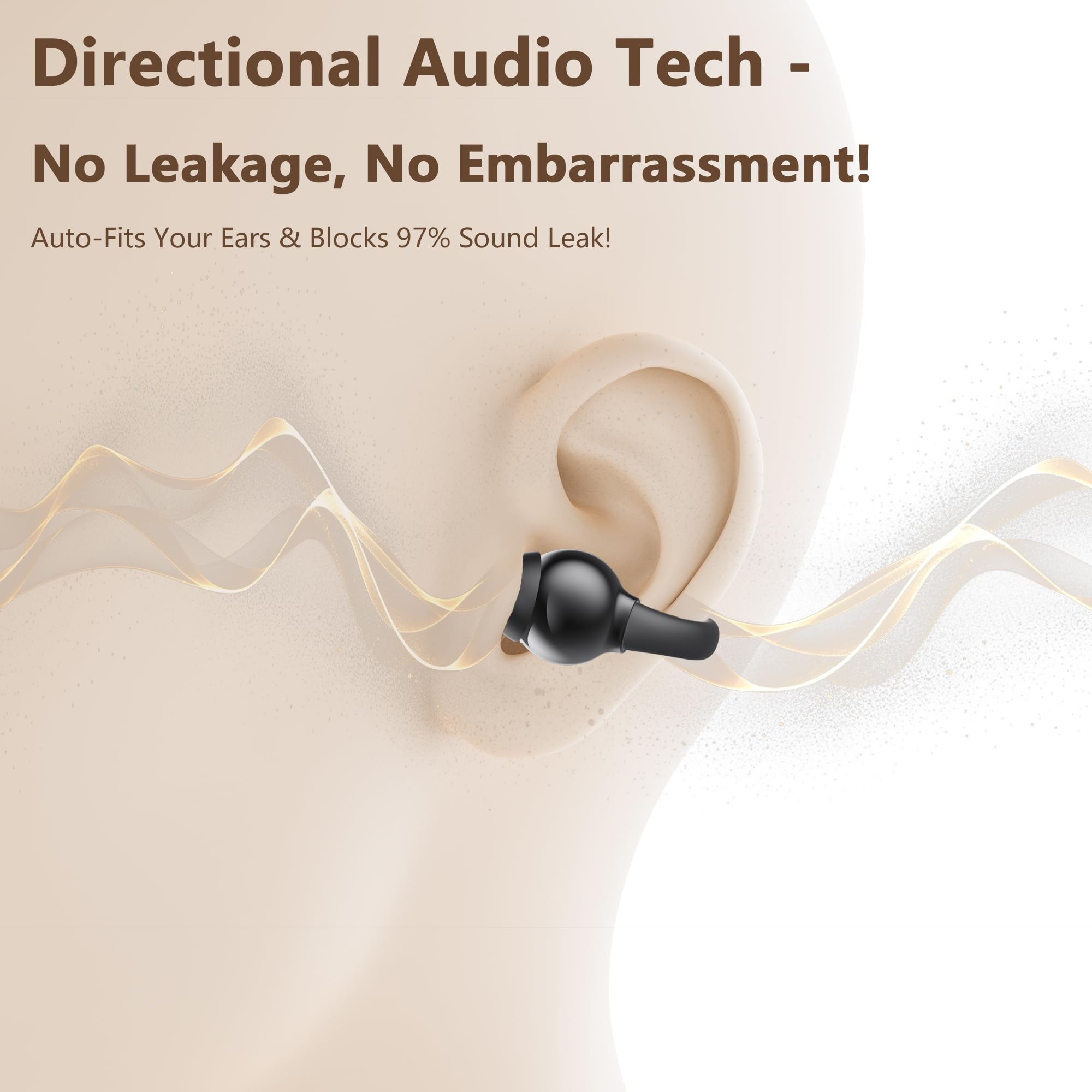 Auricolari wireless Bluetooth 6.0, con clip, con clip per orecchio aperto, 50 ore di autonomia, per allenamento sportivo, impermeabili, compatibili con iPhone e Android