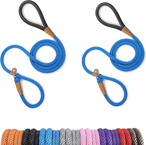 Miniatura 2 de lynxking Paquete de 2 correas antideslizantes para perros de 6 pies, resistentes y trenzadas, correas de entrenamiento para perros medianos, grandes