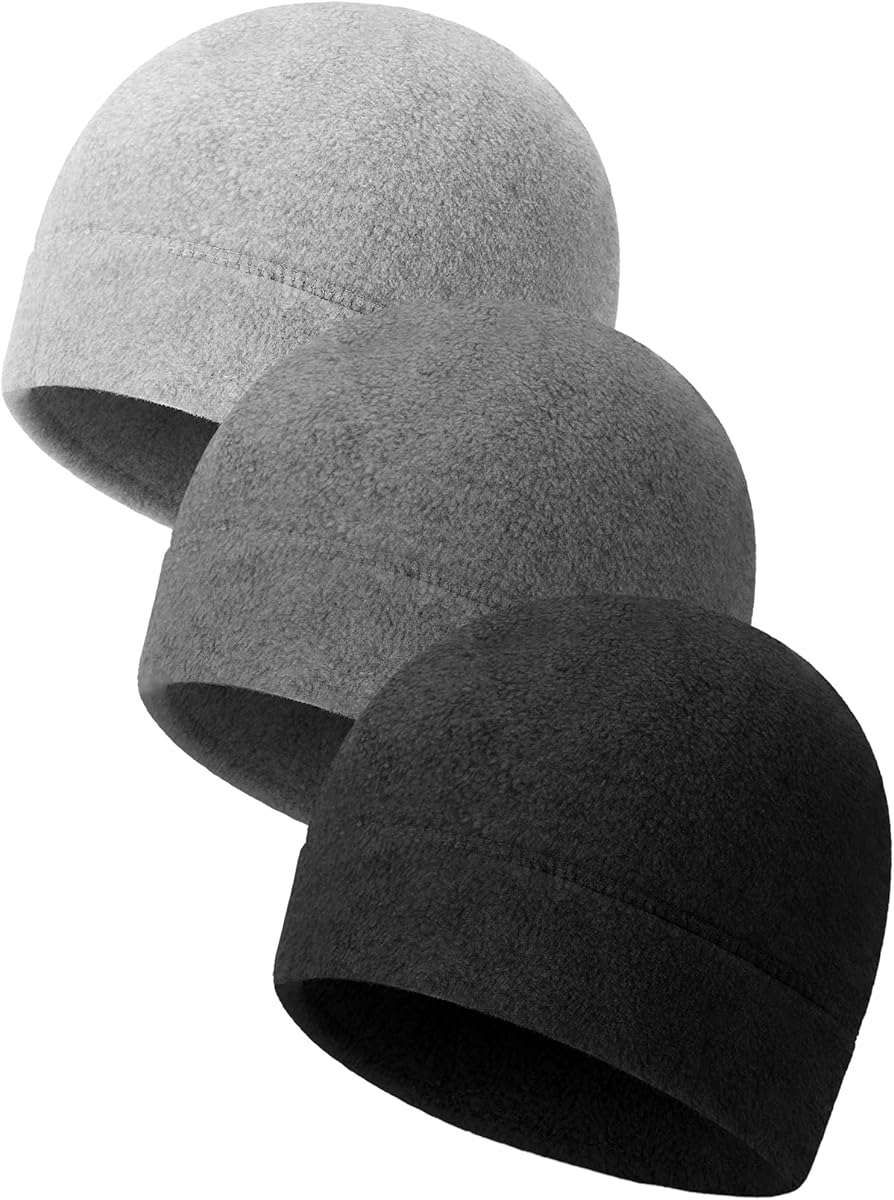 3 Pieces Winter Warm Skull Cap Soft Fleece Beanie Hat Thick Windproof Watch Cap Skiing Outdoor Warm Colored for Men Women