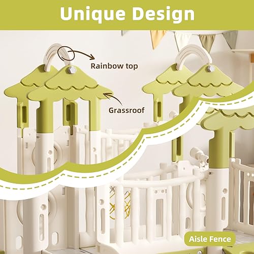 Miniatura 3 de KORIMEFA Juego de tobogán 9 en 1 para niños pequeños, parque infantil para interiores y exteriores, con aro de baloncesto y telescopio, tobogán