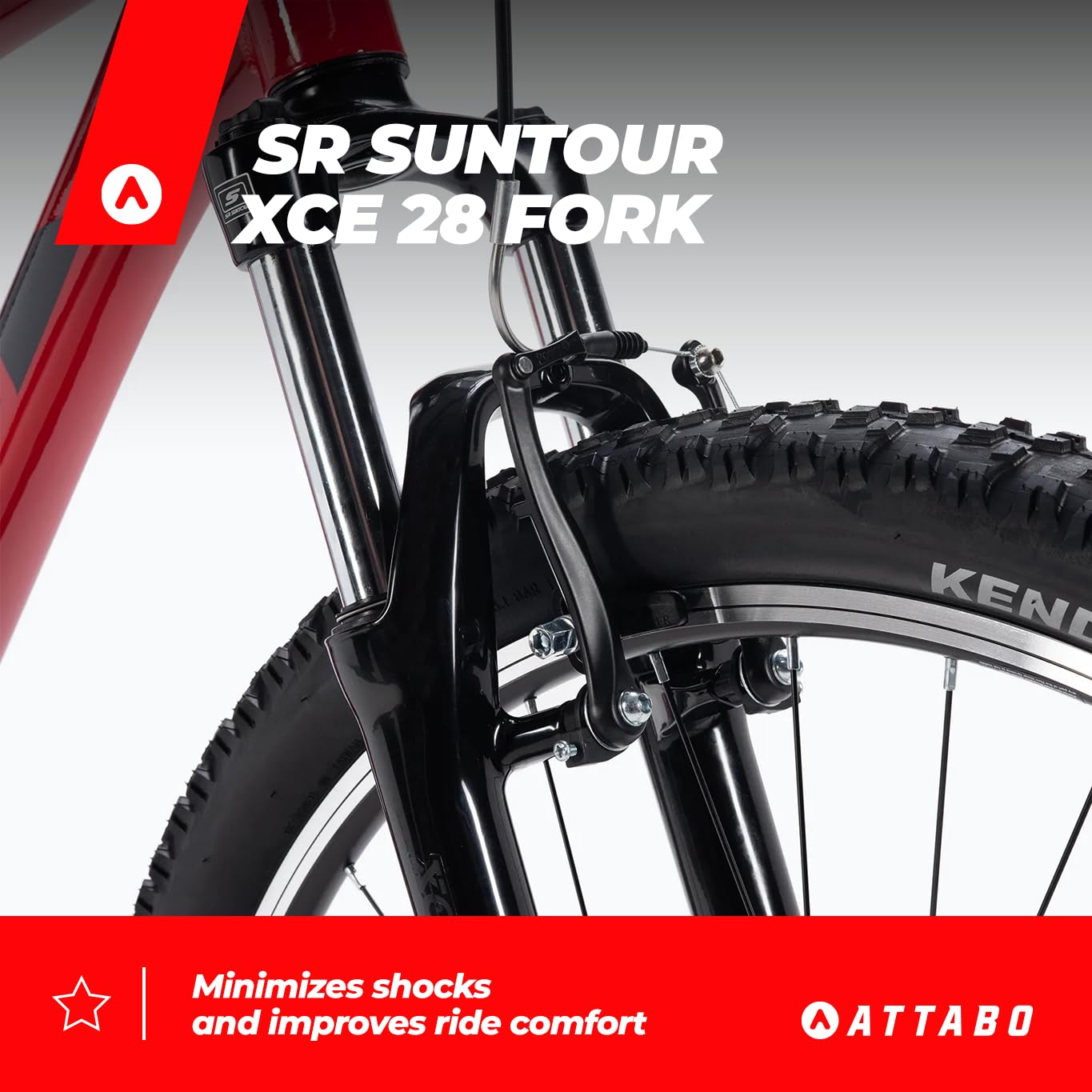 ATTABO Męski Rower ALPE 1.0 z Aluminiową Ramą 17" Ergonomiczan Kierownica Hamulce typu V-Brake Czerwony Rower Górski z kołami 29" z Akcesoriami Regulowane Siodełko 21-biegowa Przerzutka