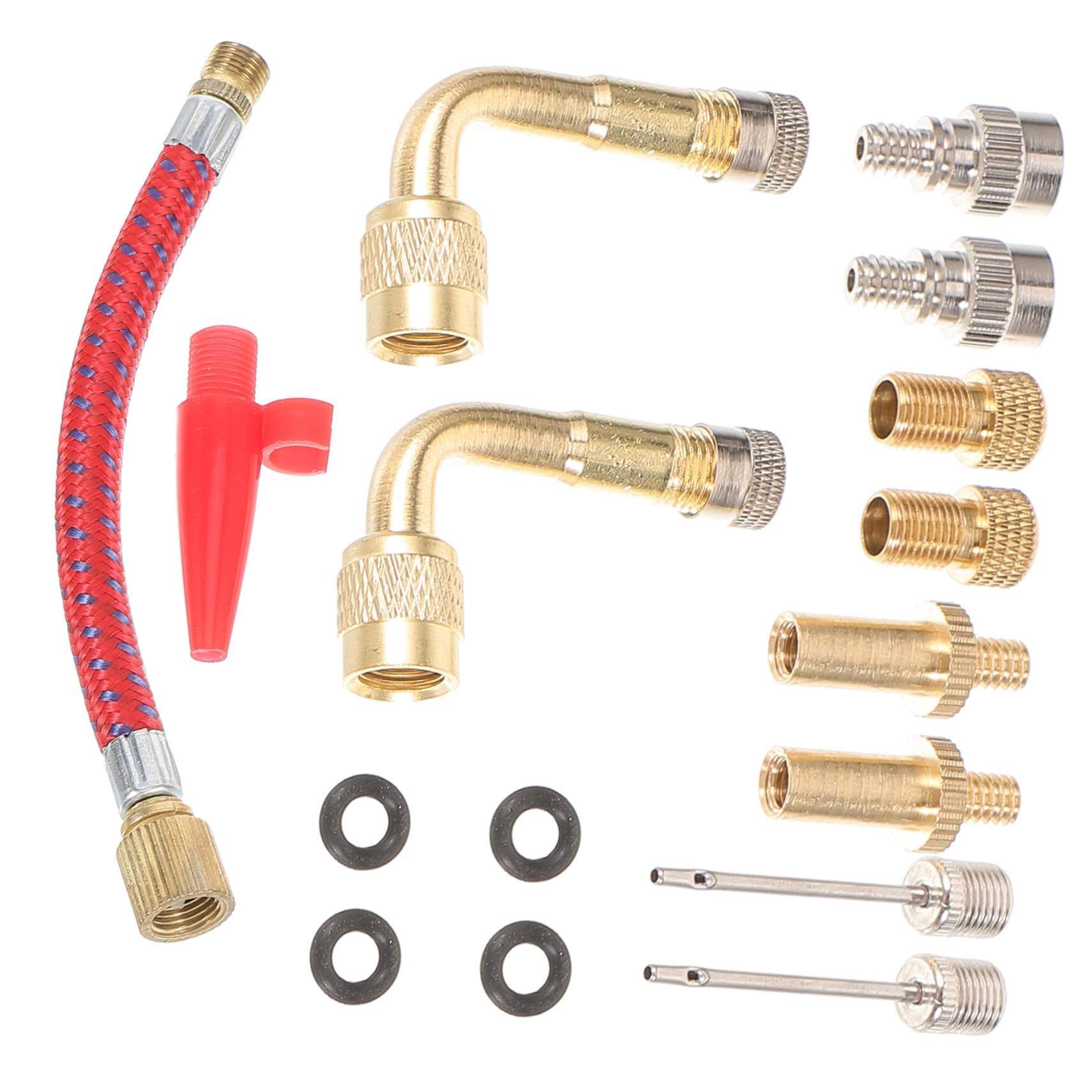 Kisangel Tragbarer Reifenfüller für das Auto Pumpenventil Adapter Aufblasadapter elektrische Luftpumpe autoventil Adapter Fahrrad ventiladapter Kugelfüllnadel Ballpumpe Nylon Golden