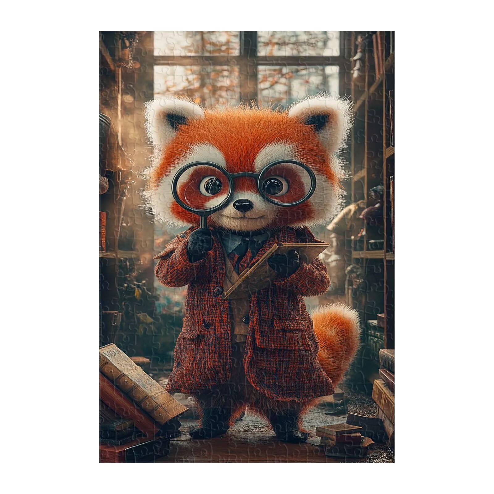 Puzzle 1500 elementów dla dorosłych, regał na książki, zwierzęta, lisy, 87 x 57 cm, trudna gra edukacyjna, prezent dla mężczyzn i kobiet, 1500 elementów, puzzle dla dorosłych