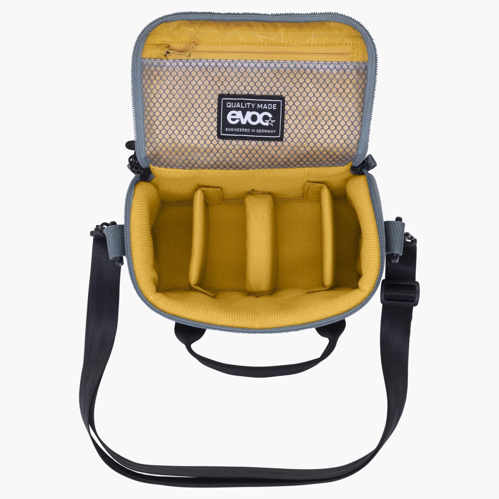 EVOC CB 3 torba fotograficzna na ramię (wodoodporna komora, wytrzymały materiał zewnętrzny niezawierający Pfc, w tym suwak T, wymiary: 10 x 14 x 20 cm, pojemność: 3 litry), stalowy