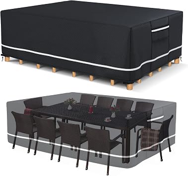 Patio Furniture Covers Waterproof, Heavy Duty 600D Outdoor Furniture Covers for Outside Sectional Sofa Set,Tear Resistance and Anti-UV,110"L x 84"W x 28"H, Black with White Border