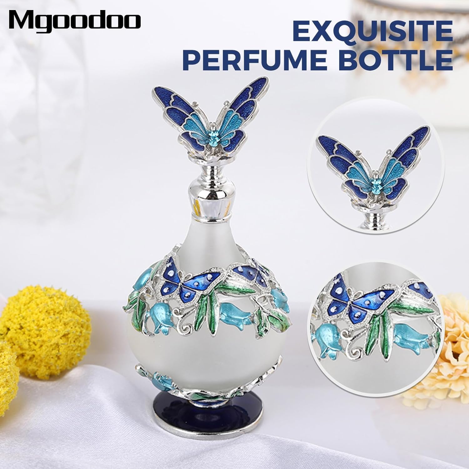 Mgoodoo Vintage-Parfümflasche Mit Schmetterling & Blume – 25 Ml, Dekorativ, Nachfüllbar, Perfekt Als Geschenk