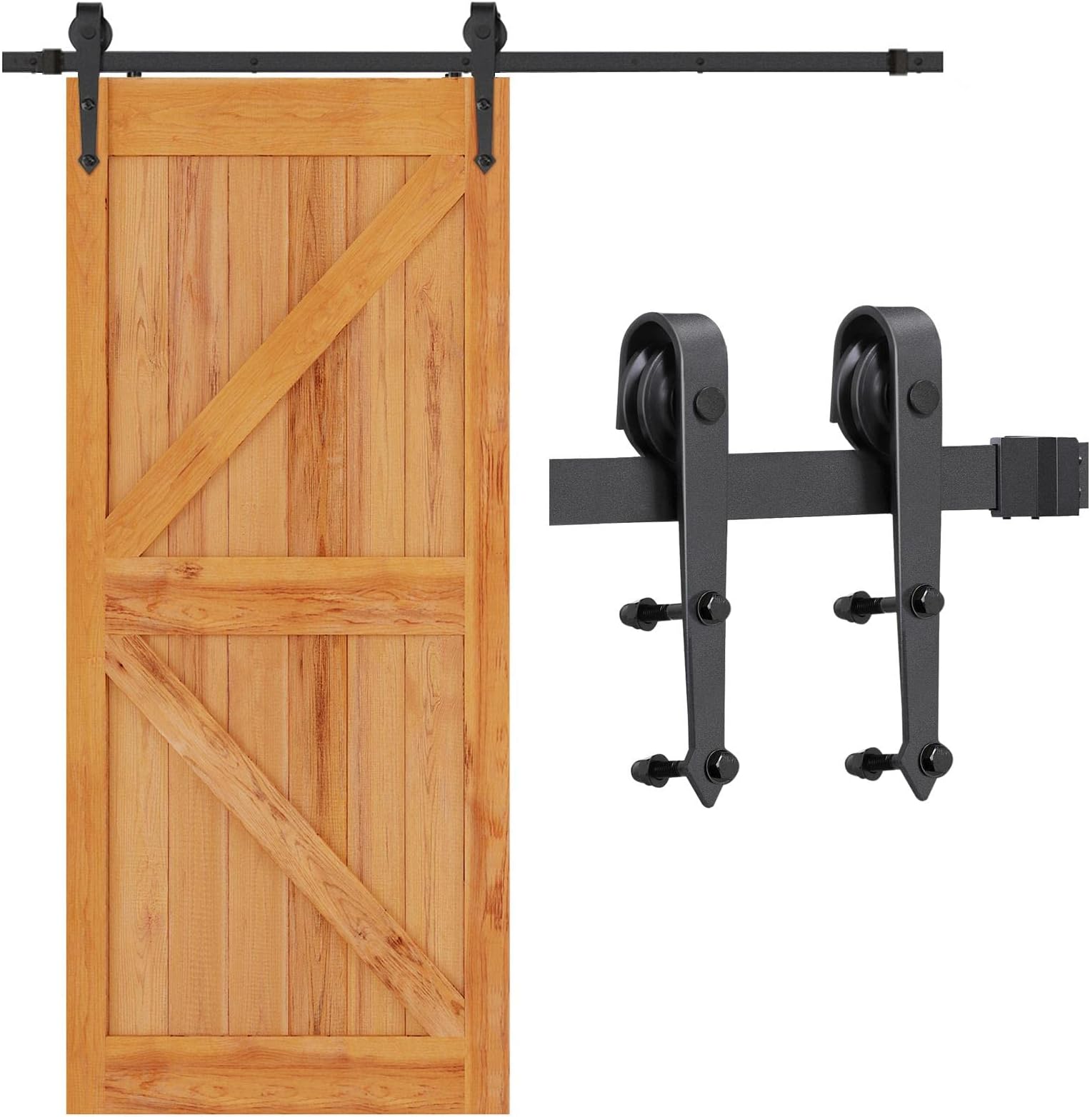 Yaheetech 6FT Sliding Barn Wood Door Hardware Closet Kit Set Steel Sliding Door Track Hardware Kit Black
