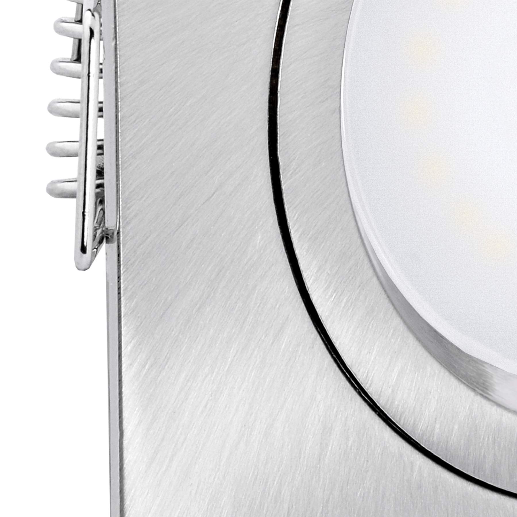 linovum Einbaustrahler 10er Set eckig silber GU10 4W warmweiß fourSTEP | Zehn Deckenspots eckig Alu gebürstet - in 4 Stufen dimmbar ohne Dimmer, warmweiß, für Wohnzimmer & Flur, inkl. GU10 LED