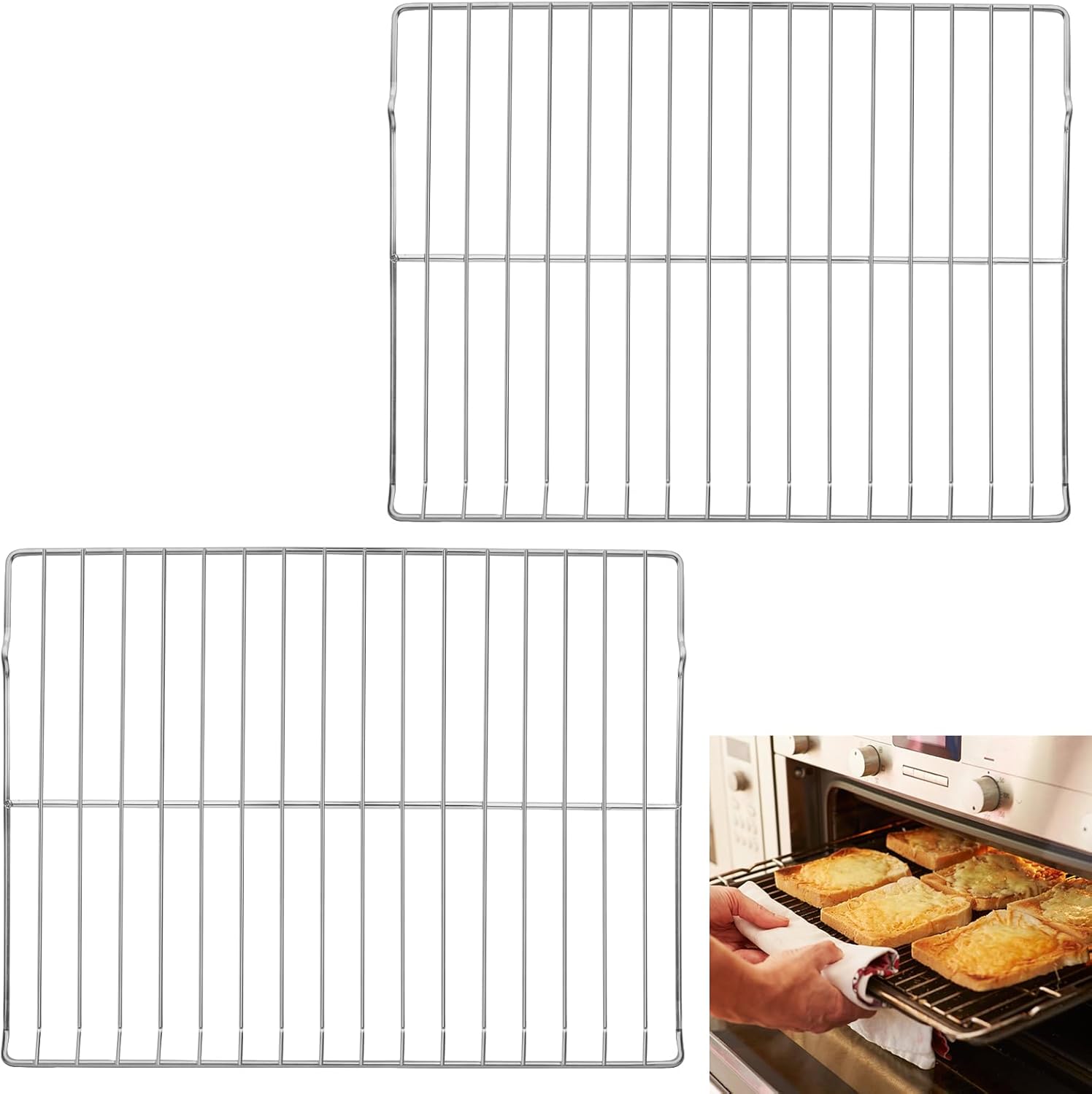 WB48T10095 Oven Rack for GE Range Oven Stove Wire Rack Replacement 23.75" x 17.4", Hotpoint Gas 304 Stainless Steel Oven Rack WB48K5019 AP5665850 PS249547 (2 Pack)