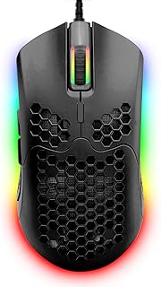 ZIYOU LANG Wired Lightweight Gaming Mouse,6 RGB Backlit Mouse with 7 Buttons Programmable Driver,6400DPI Computer Mouse,Ultralight Honeycomb Shell Ultraweave Cable Mouse for PC Gamers,Xbox,PS4(Black)