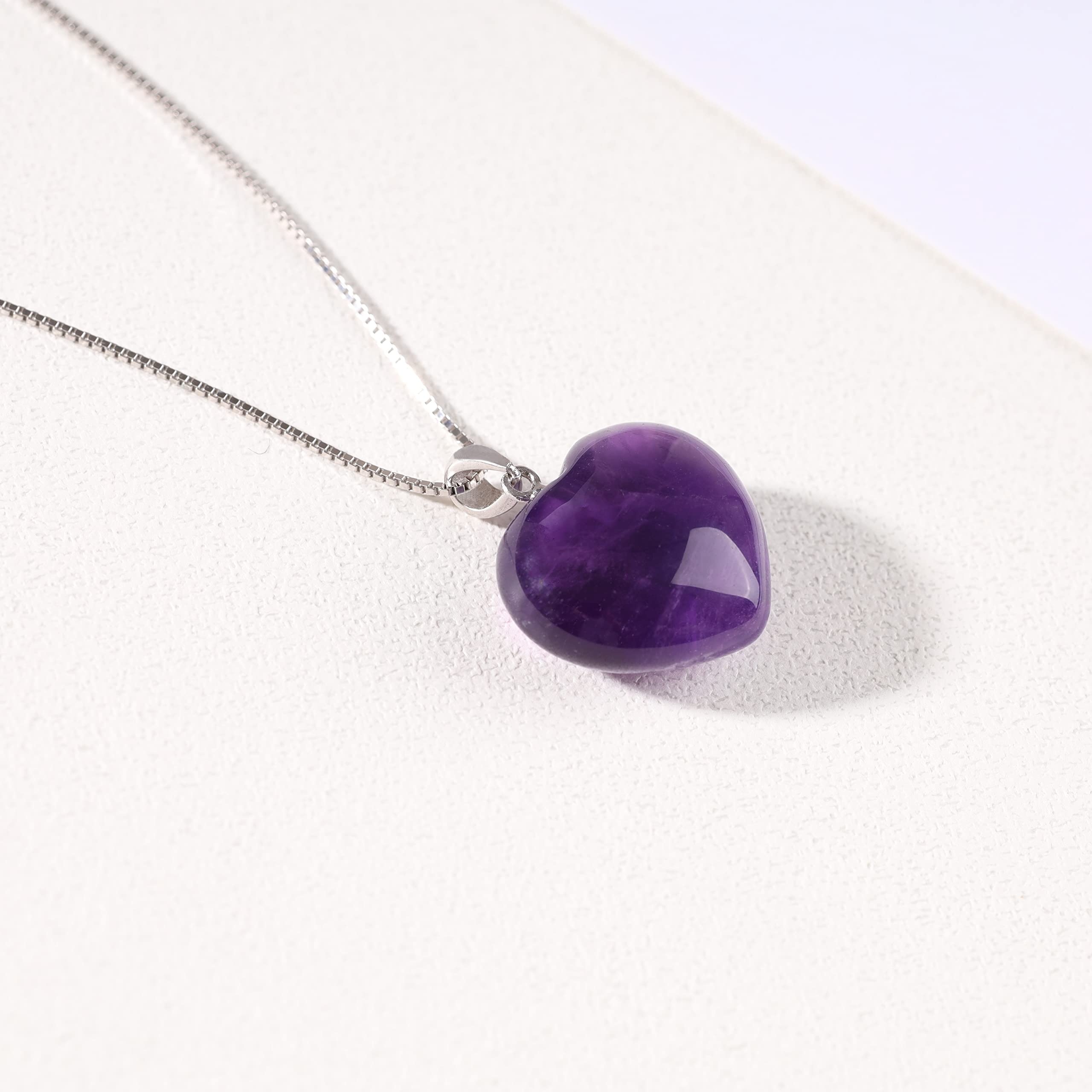 COAI Collar para Mujer de Plata 925 con Colgante Corazon de Piedras Naturales