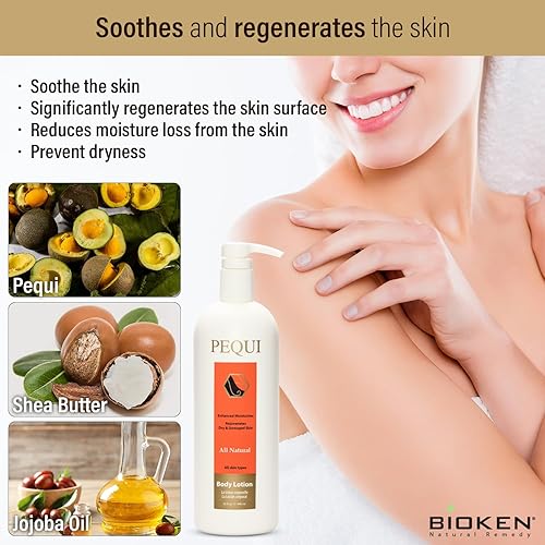 Miniatura 4 de Pequi Loción corporal hidratante  32 oz hidratante mejorado rejuvenece la piel seca y dañada calmante hidratante humedad profunda todo natural